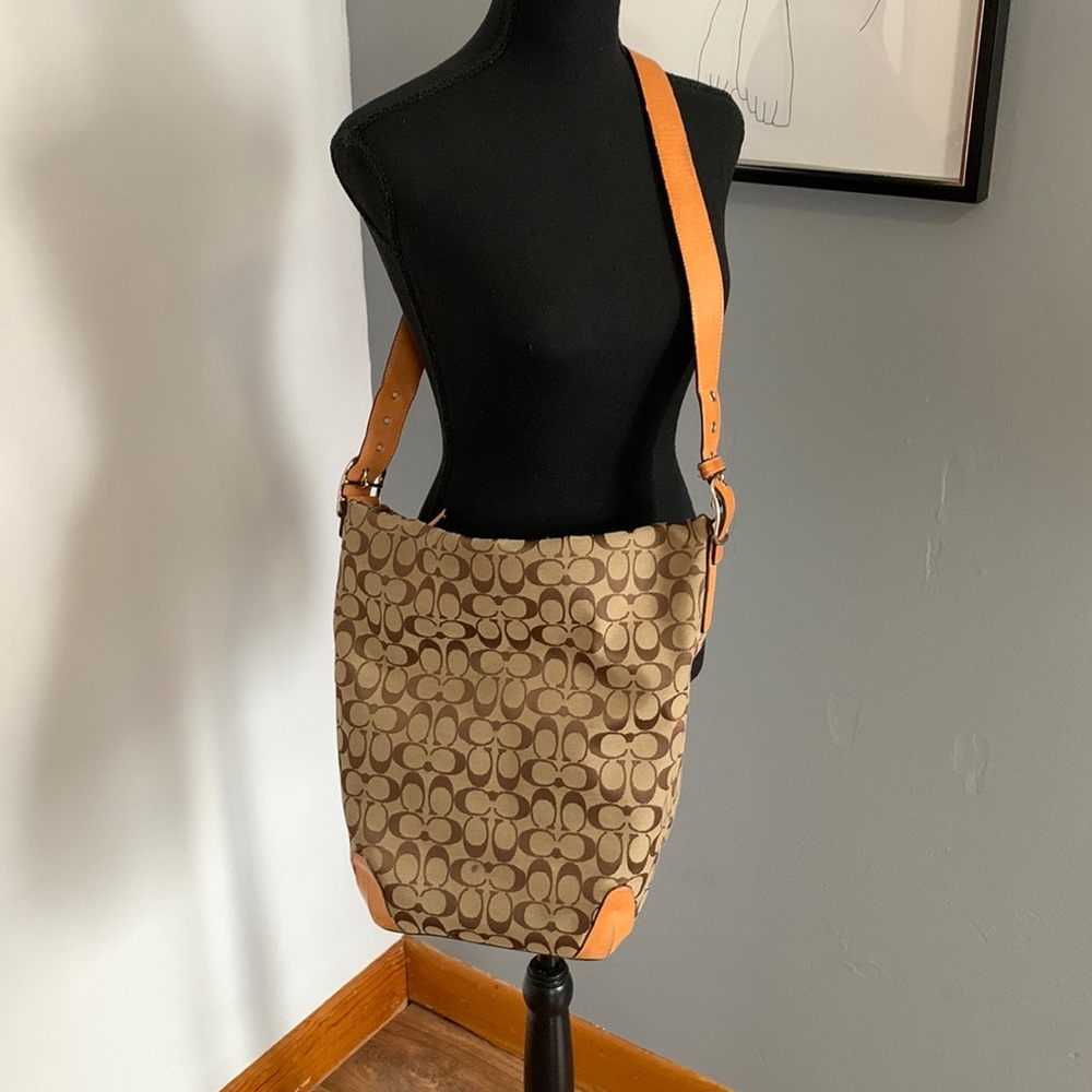 Coach Tote in Monogram Brown with Brown leather trim.